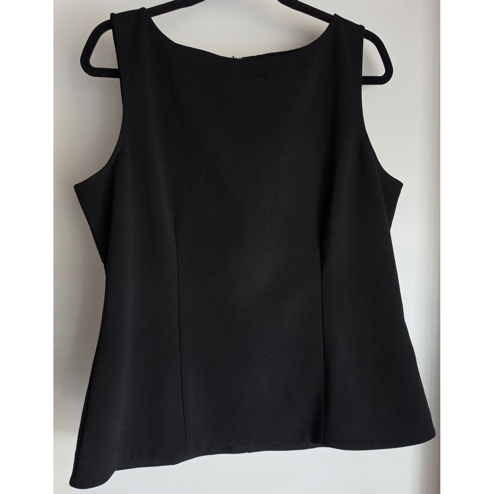 Ann Taylor Tank Top Women L Black Sleeveless Round Neck Solid Classic Blouse